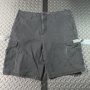 Unionbay Cargo Shorts Mens 38 Black Stretch Cotton Utility Pockets Chino Zip Fly
